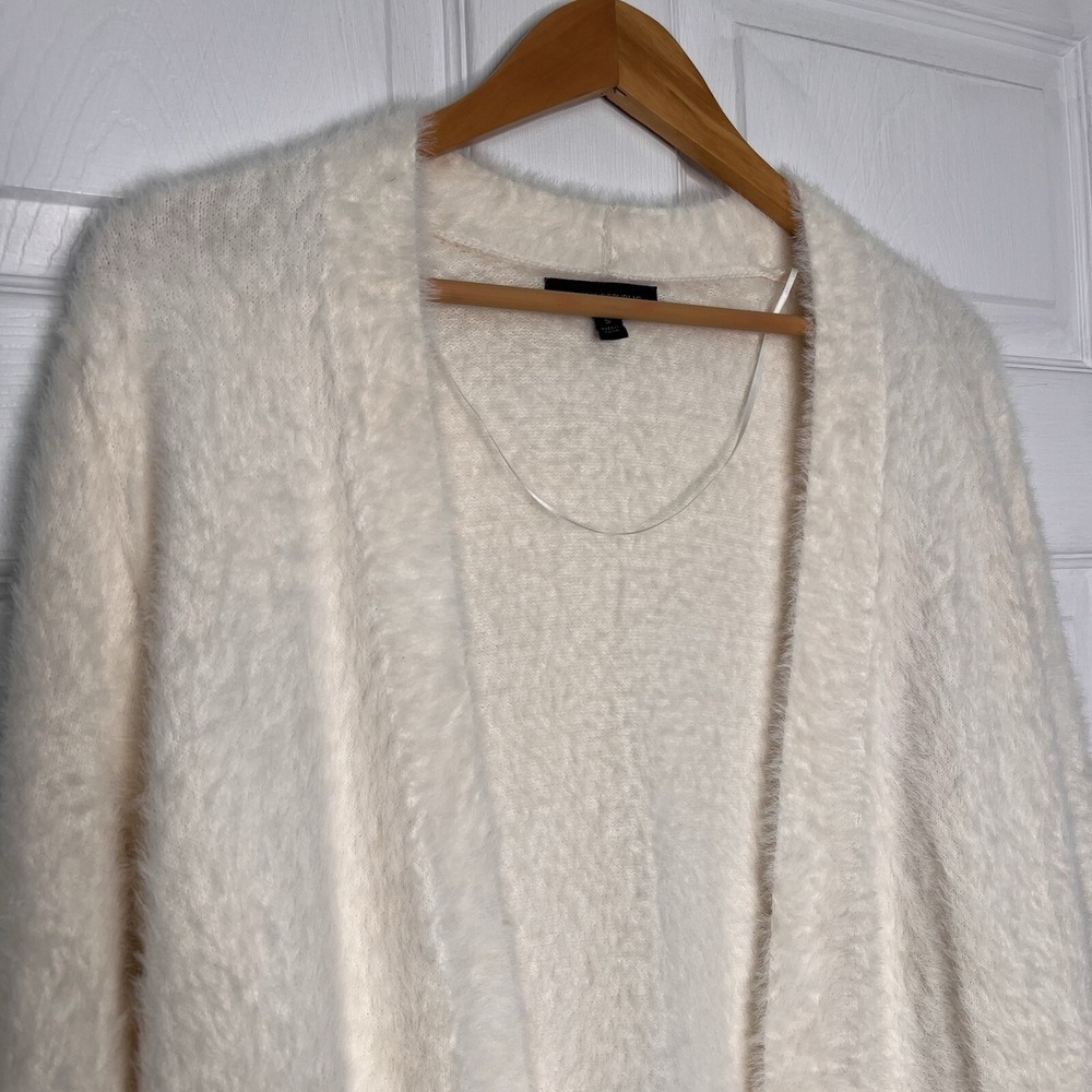 Banana Republic Womens Small Cream Cardigan Fur Long Classic Minimalist Luxury - Picture 4 of 9